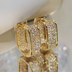Gold Paved CZ Hoop Earrings